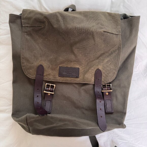Filson Ranger Rucksack – Vintage Green Twill Backpack w/ Bridle Leather - Picture 2 of 9